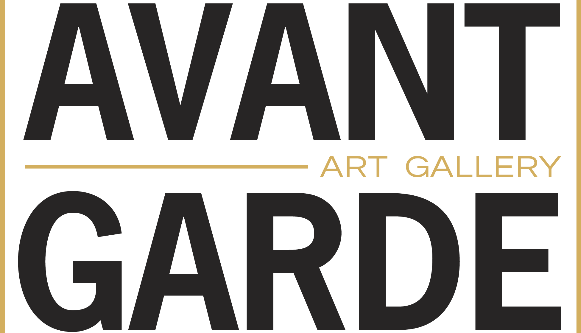 logo avant garde art gallery black text
